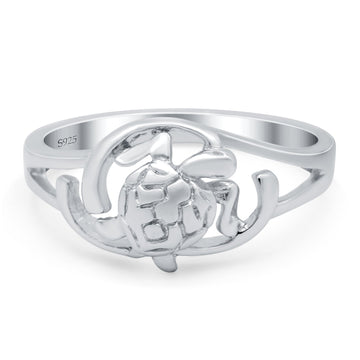 Turtle Oxidized Band Solid 925 Sterling Silver Thumb Ring (10mm)